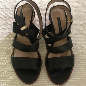 French Connection Block Heeled Leather Sandal